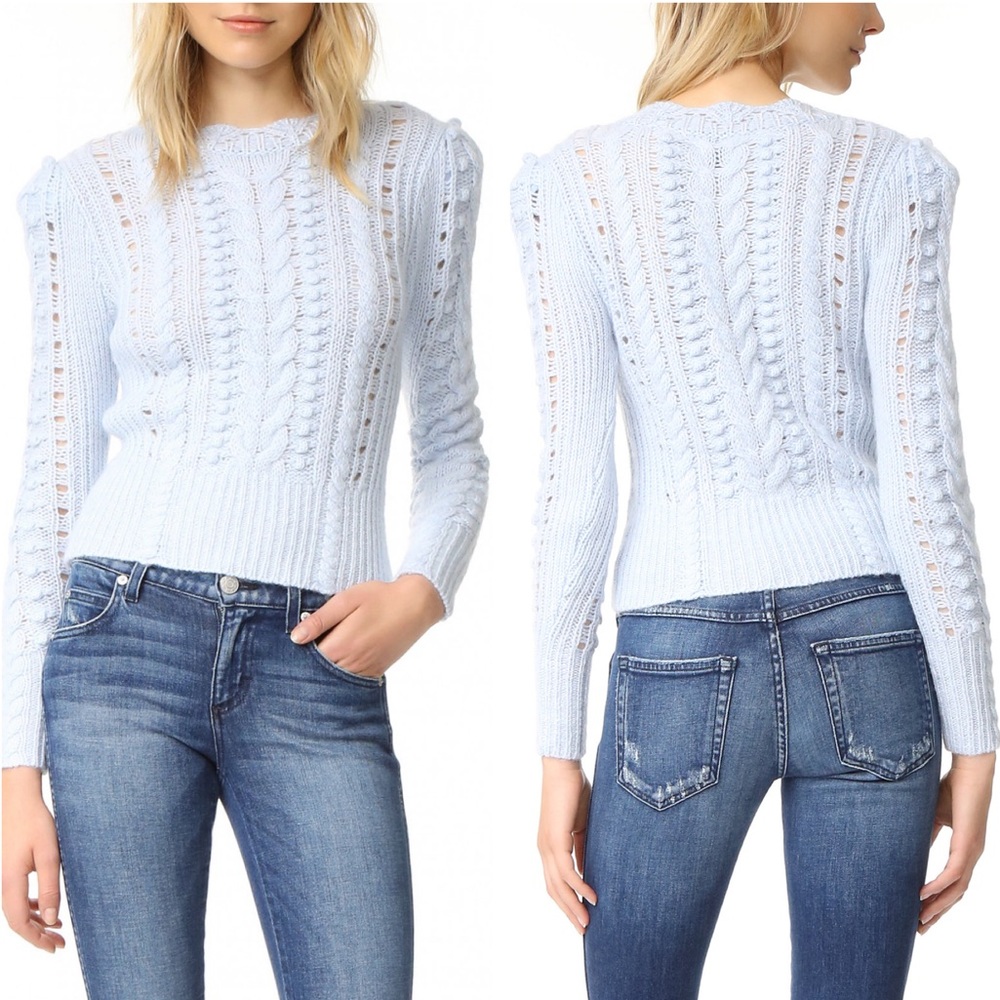 Club Monaco Bahram Bubble Sweater in Pastel Blue Merino Wool Mohair